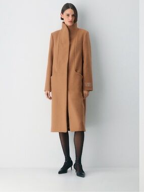 WILFRED Womens Camel Long Wool Coat - ARITZIA